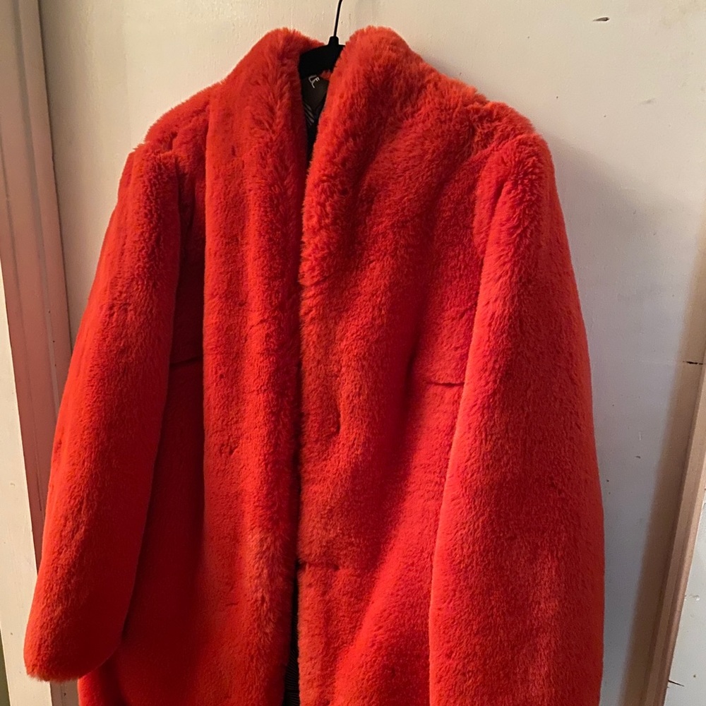 Amazing, Amazing Faux Fur Deep Orange Coat.